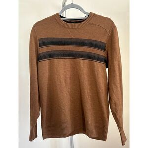SmartWool Merino Men’s Sparwood Stripe Crew Sweater Black Brown Size Small